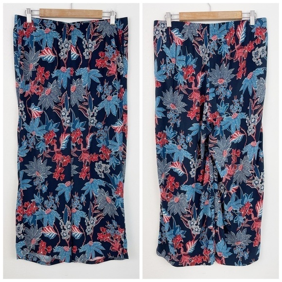 J. Jill Boho Floral Print Lagenlook Lightweight Wide Leg Casual Pants Size M - Picture 1 of 11